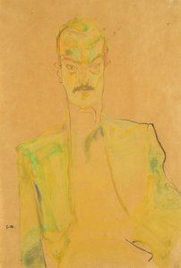 Porträtt av Arthur Roessler, 1910 (wc och kol på papper)